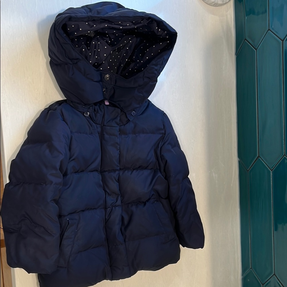 Kids Down Navy Blue Hooded Coat